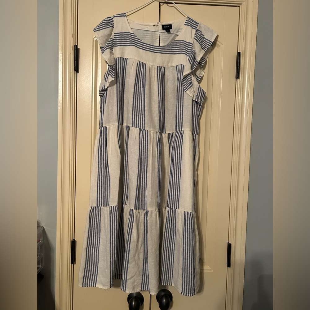 J. Crew Blue and White Striped linen dress